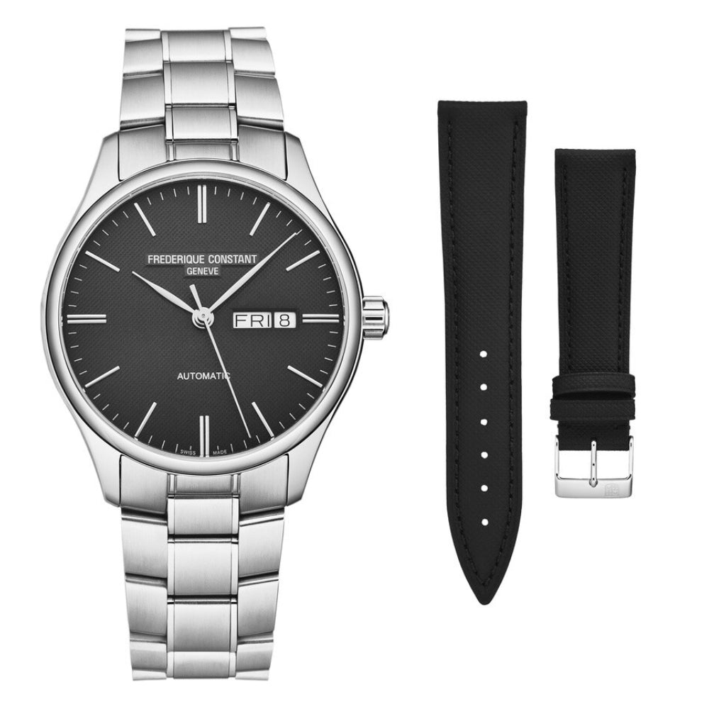 Frederique Constant Men's Quartz Black Dial Watch - FC-0177+L