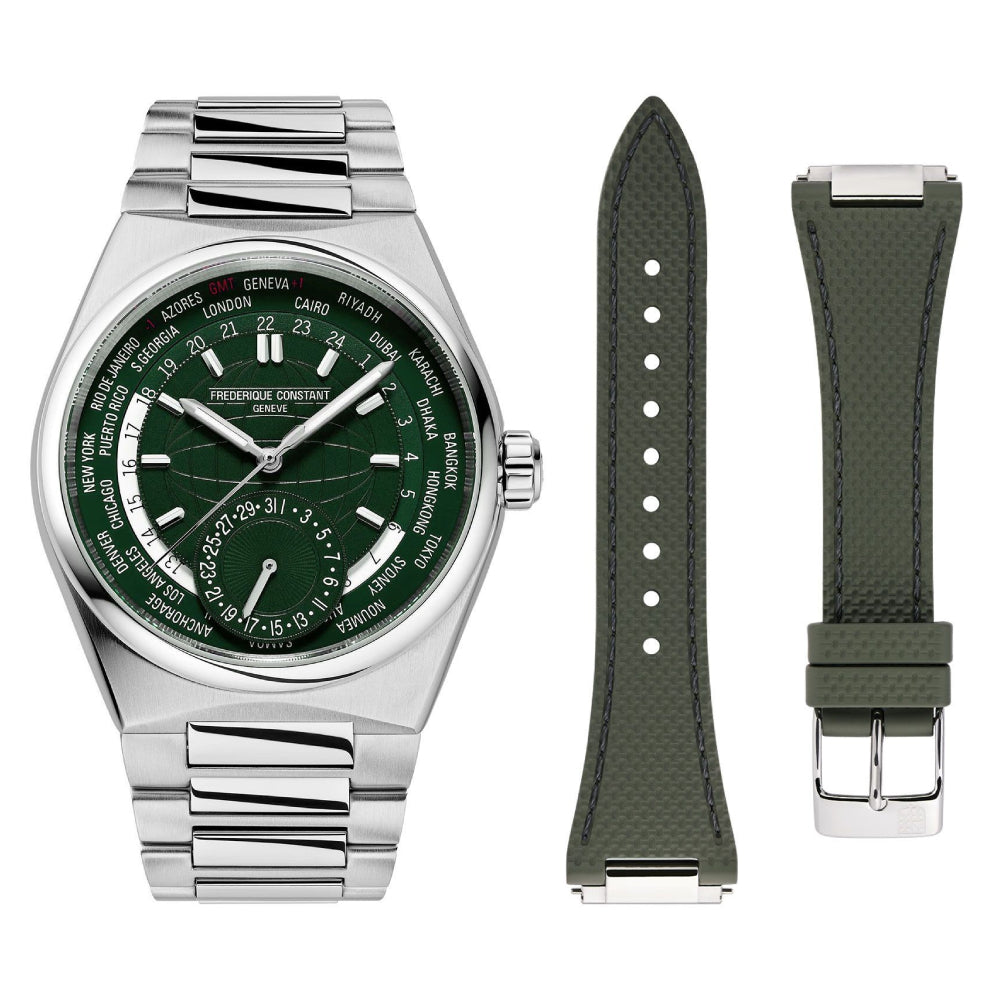 ساعة فريدريك كونستانت الرجالية بحركة أوتوماتيكية ولون مينا أخضر - FC-0234+R.STRAP