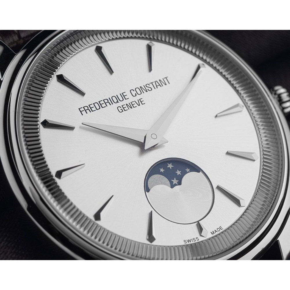 Frederique Constant Classics Moneta Moon Phase Quartz Men's Watch with Silver Dial — FC-0304