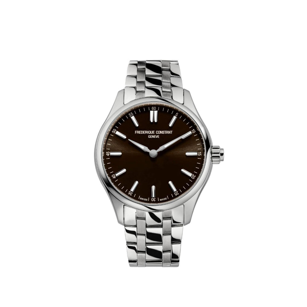 ساعة فريدريك كونستانت الرجالية بحركة كوارتز ولون مينا بني - FC-0200+Charger