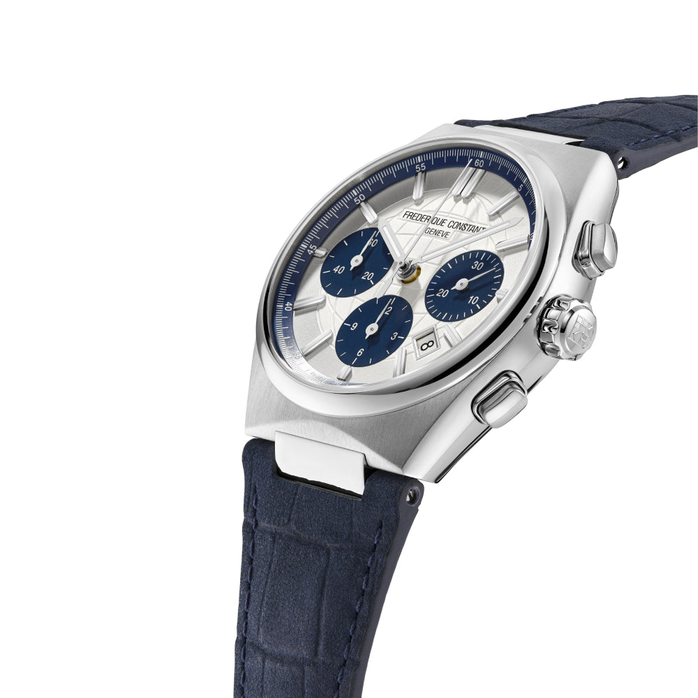 ساعة فريدريك كونستانت الرجالية بحركة أوتوماتيكية ولون مينا فضي وأزرق - FC-0273+Strap(M+R) (LTD)