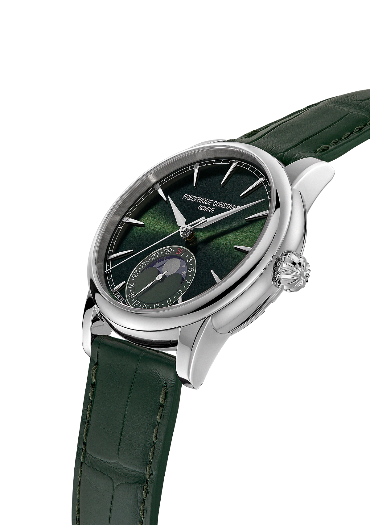  Frederique Constant Manufacture Classic Moonphase Date Automatic  Men's Watch with Green Dial — FC-0307