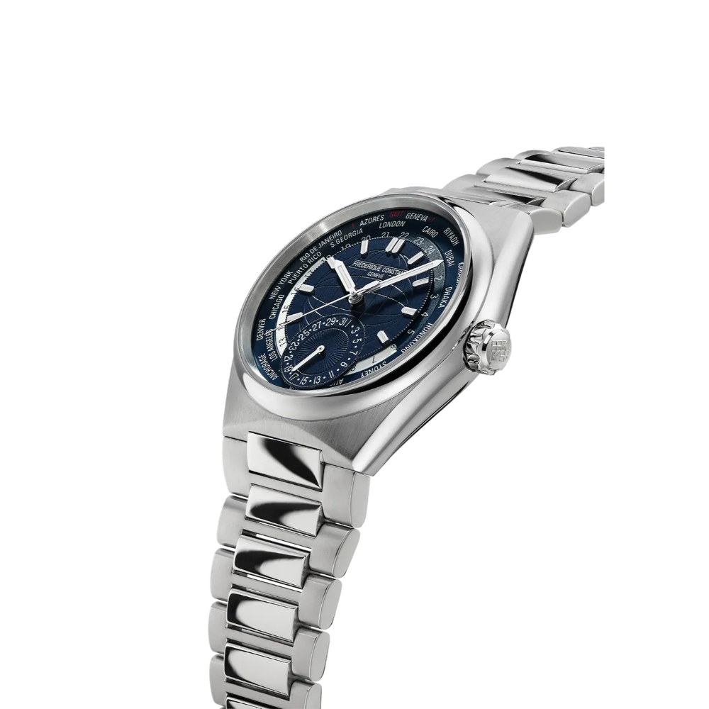 Frederique Constant Highlife World Timer Manufacturer Men's Automatic Watch with Blue Dial – FC-0282+LTHR+R.STRAP