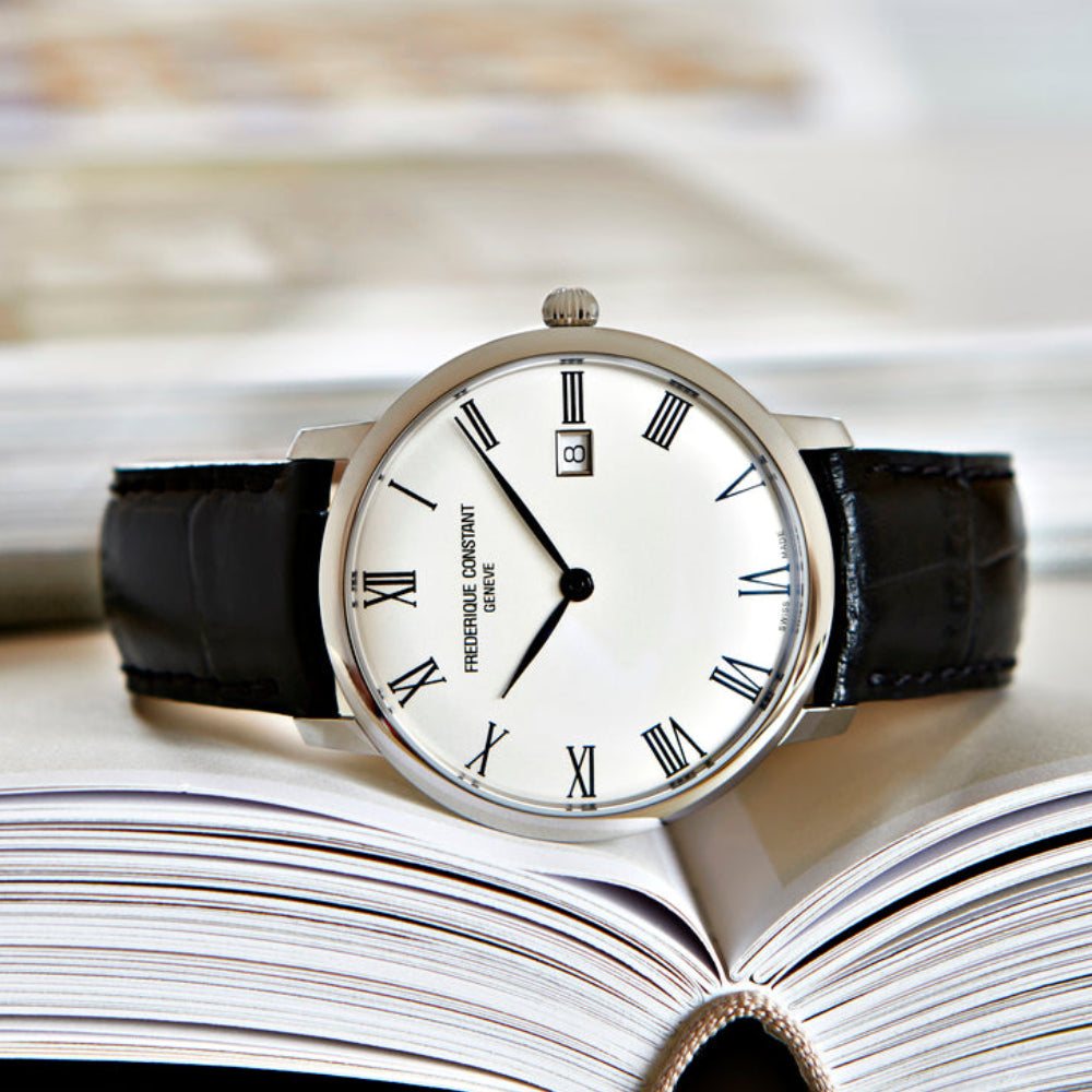 ساعة فريدريك كونستانت الرجالية بحركة أوتوماتيكية ولون مينا أبيض - FC-0039