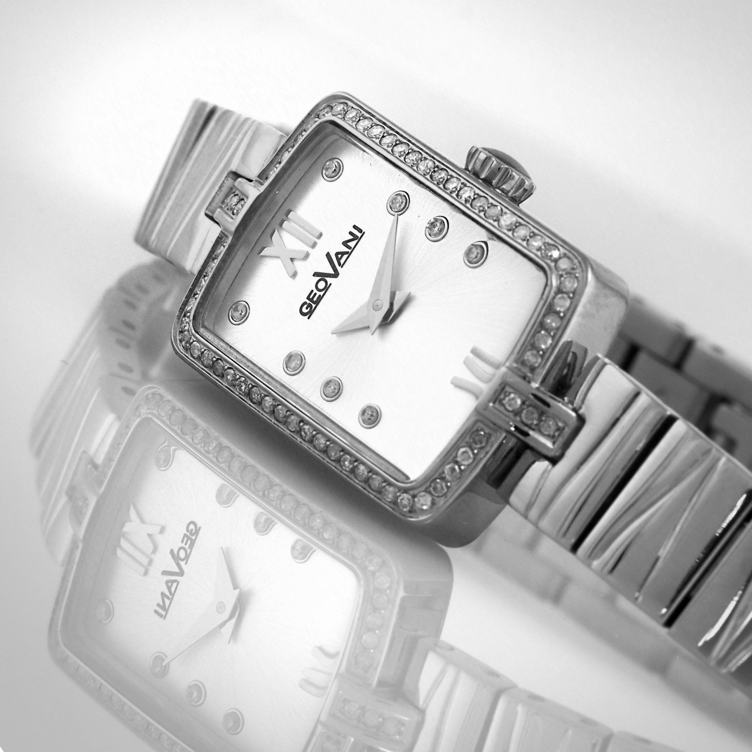 ساعة جيوفاني النسائية السويسرية بحركة كوارتز ولون مينا أبيض - GEO-0005