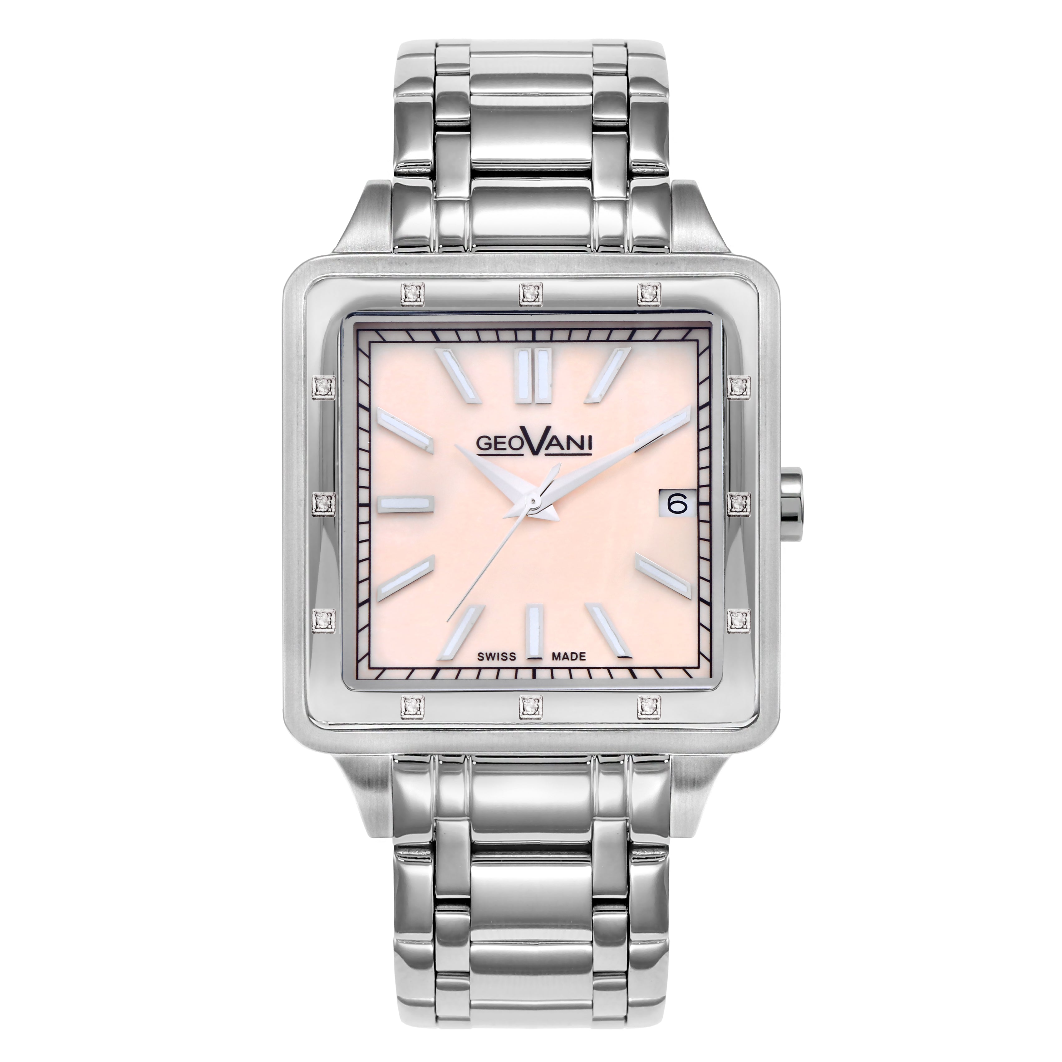 ساعة جيوفاني الرجالية بحركة كوارتز ومينا بني - GEO-0052