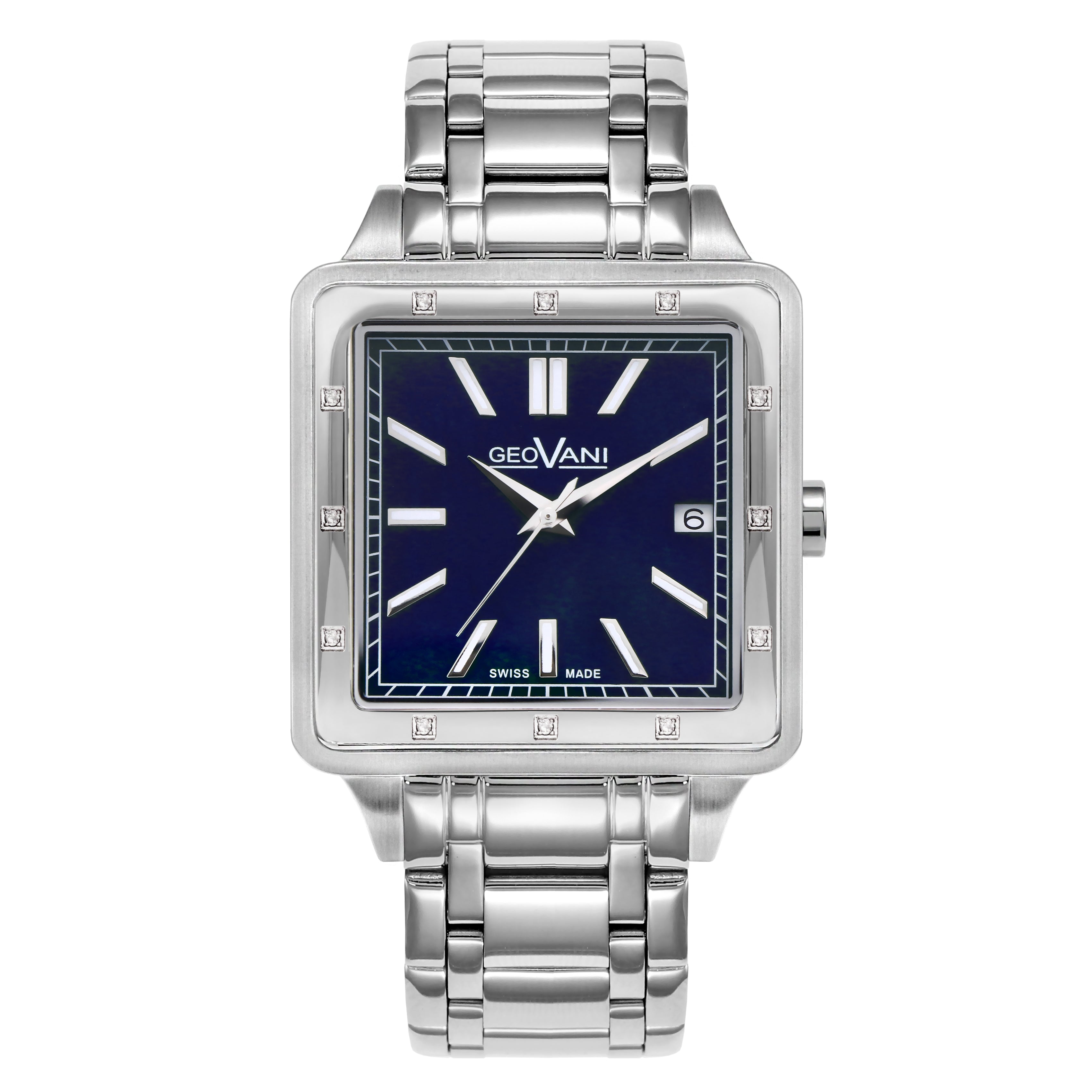 ساعة جيوفاني الرجالية بحركة كوارتز ومينا أزرق - GEO-0055