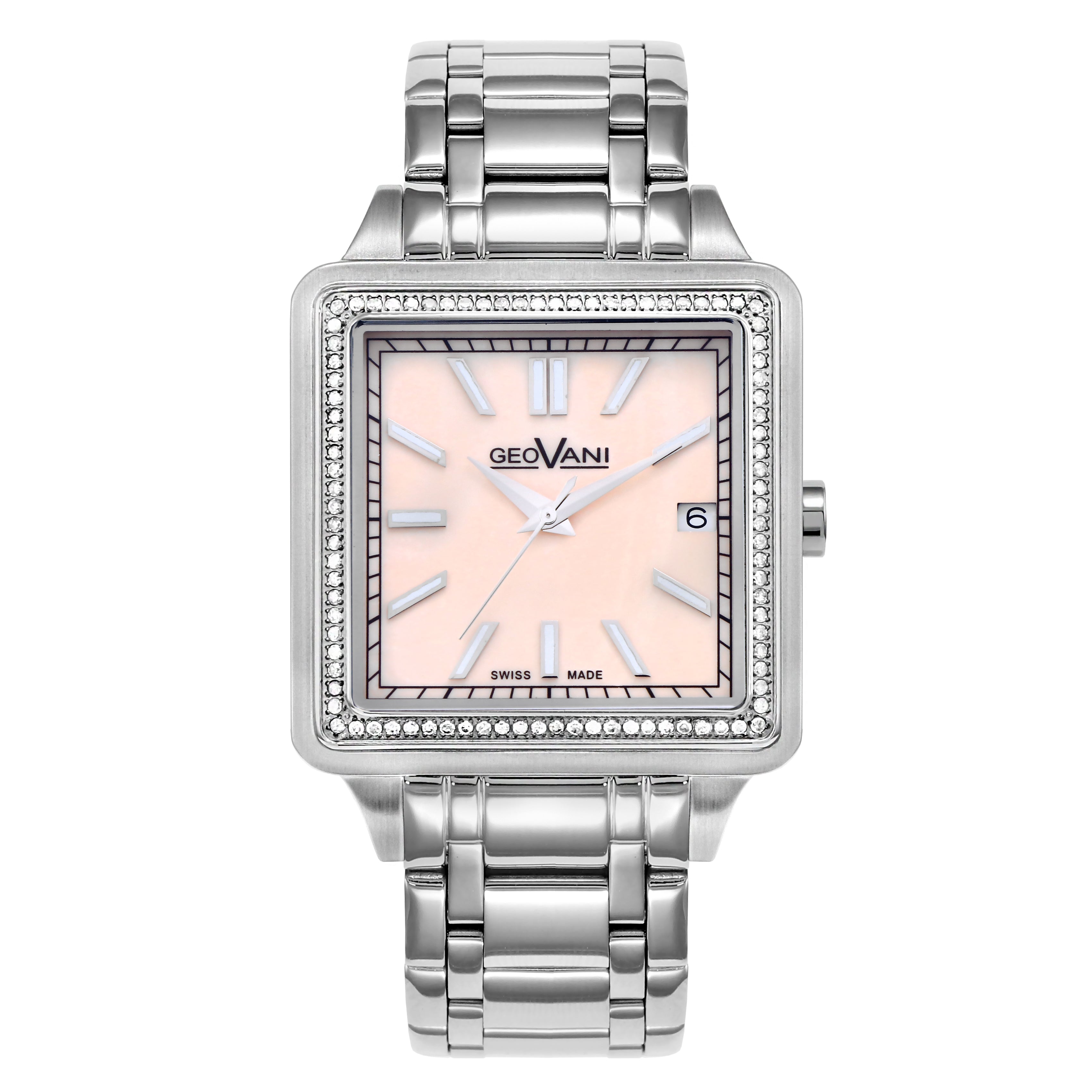 ساعة جيوفاني الرجالية بحركة كوارتز ومينا بني - GEO-0056