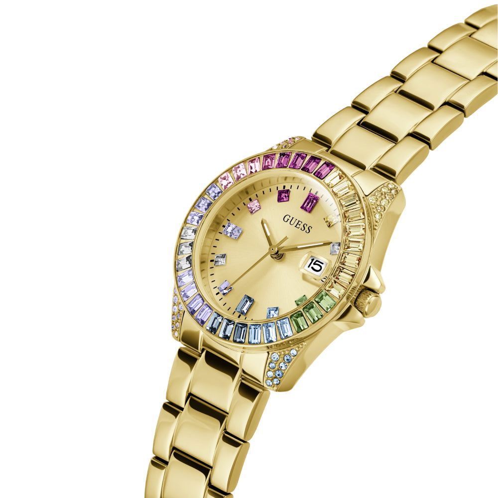 Guess Women's Quartz Watch with Gold Dial - GWC-0266