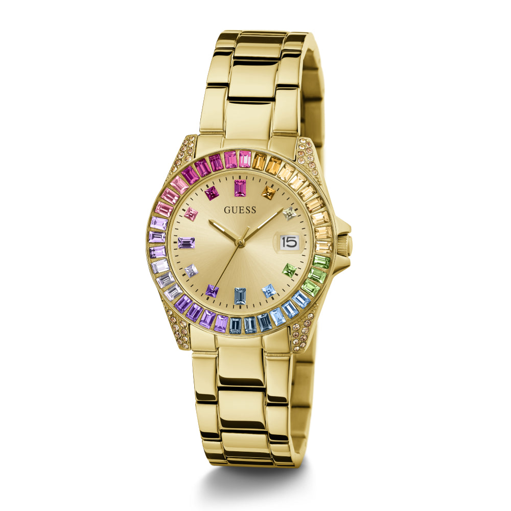 Guess Women's Quartz Watch with Gold Dial - GWC-0266