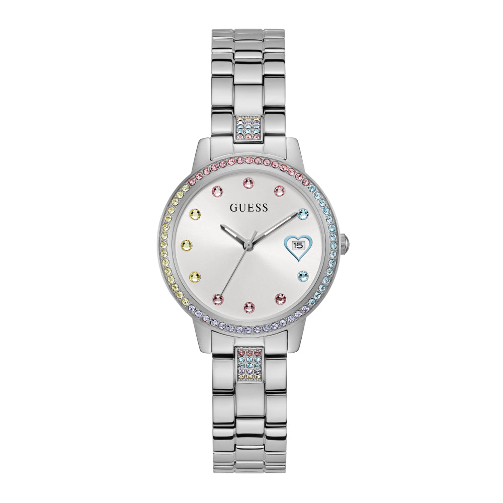ساعة جيس النسائية بحركة كوارتز ولون مينا أبيض - GWC-0256