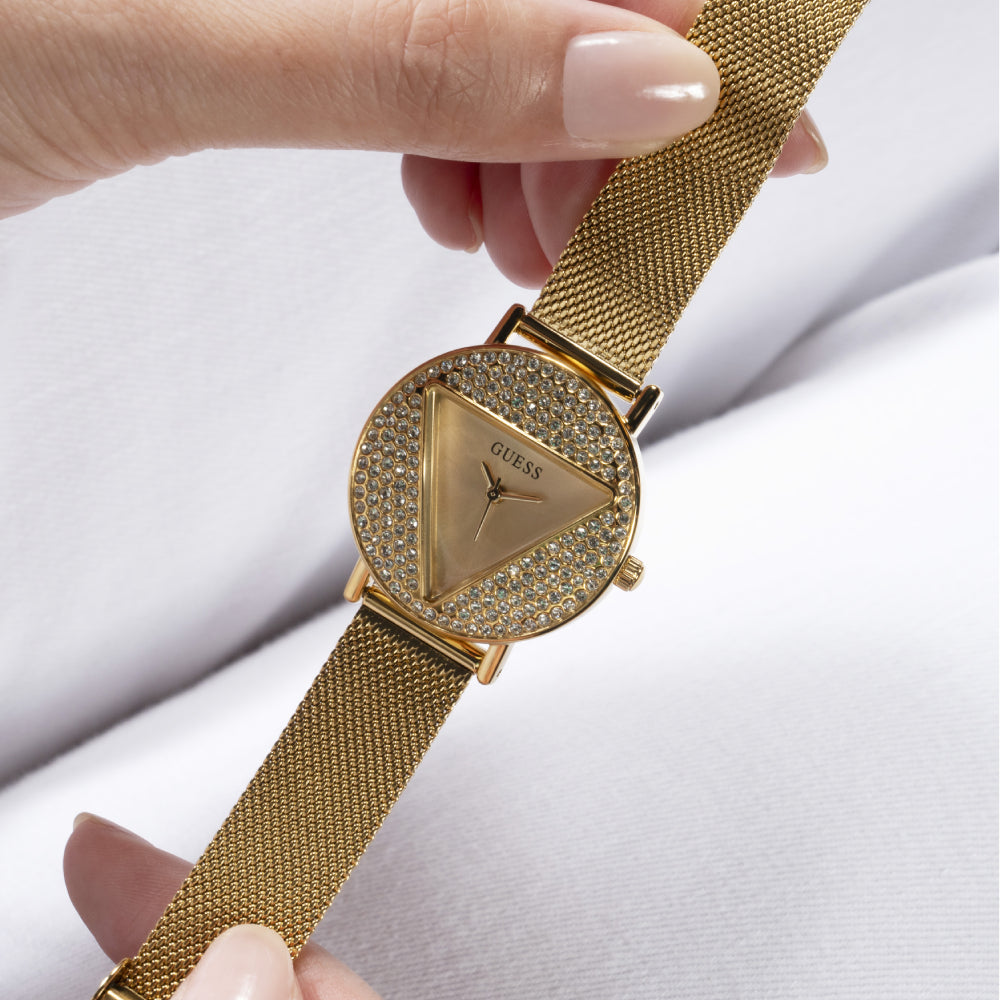 Guess Women's Quartz Watch with Gold Dial - GWC-0279