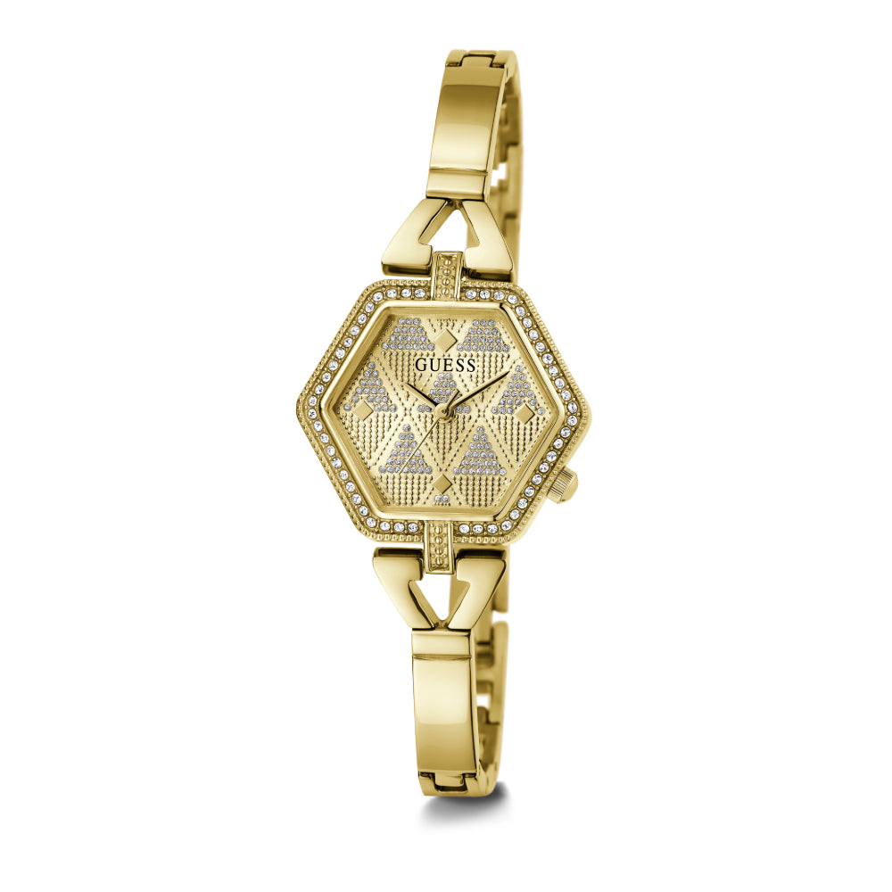 Guess Women's Quartz Watch with Gold Dial - GWC-0287
