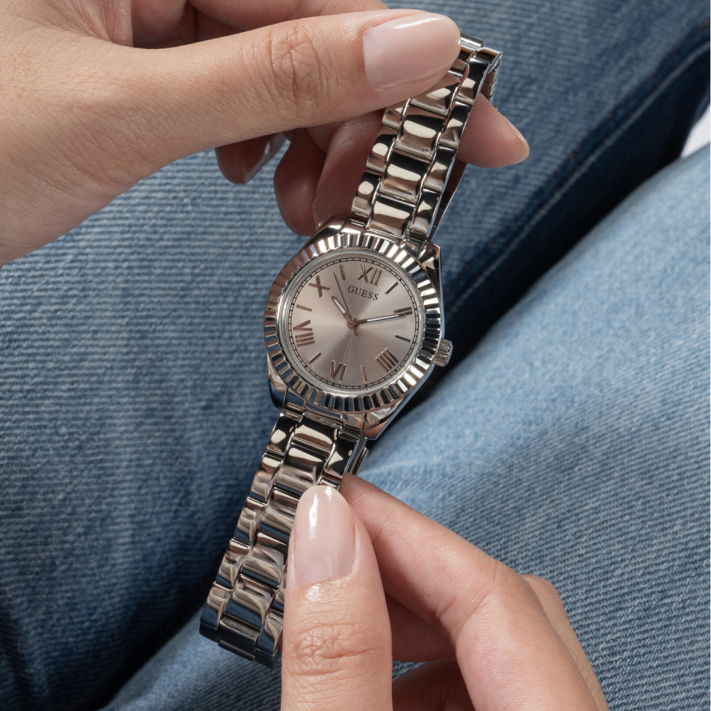 Guess Women's Quartz Watch with Silver Dial - GWC-0296