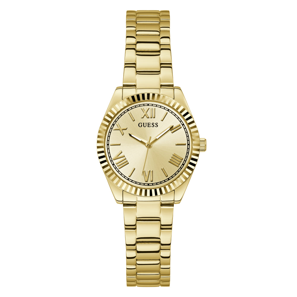 Guess Women's Quartz Watch with Gold Dial - GWC-0297