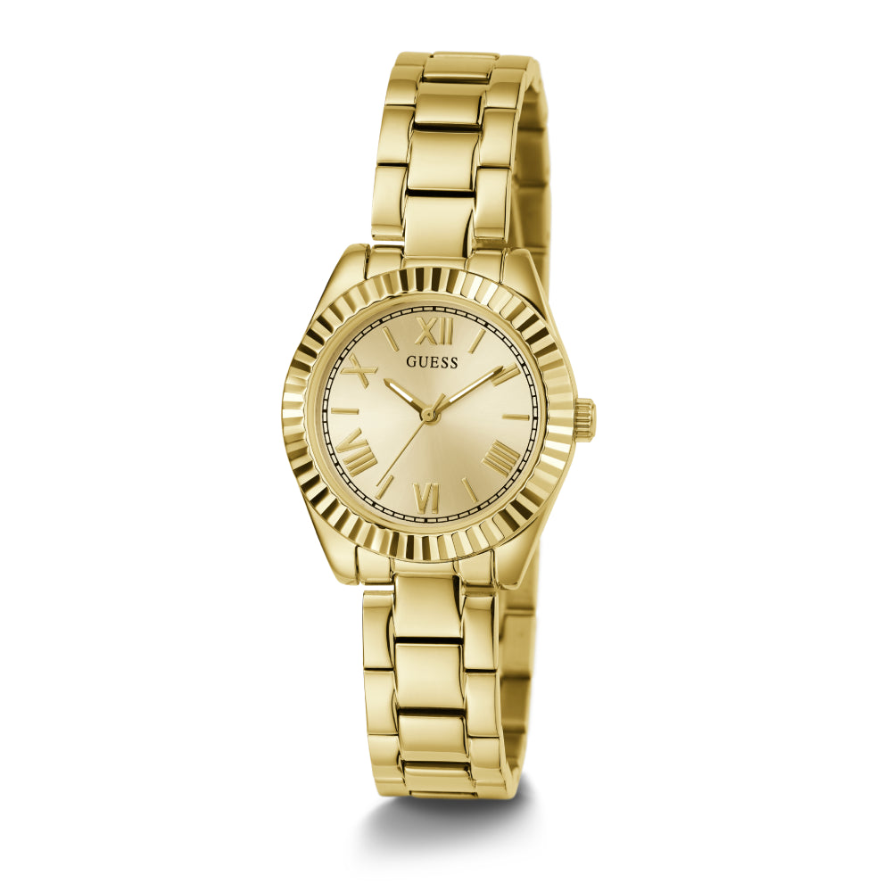 Guess Women's Quartz Watch with Gold Dial - GWC-0297