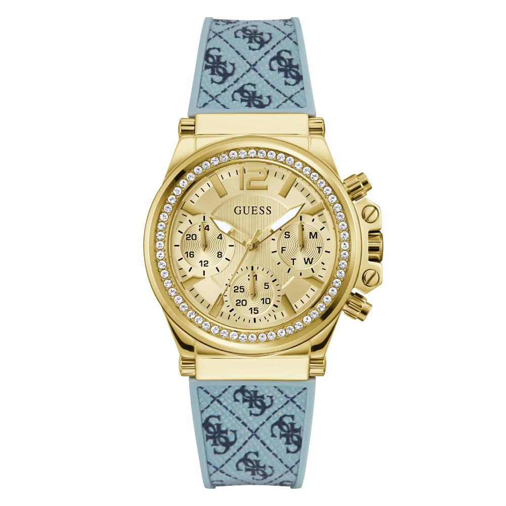 Guess Women's Quartz Watch with Gold Dial - GWC-0301