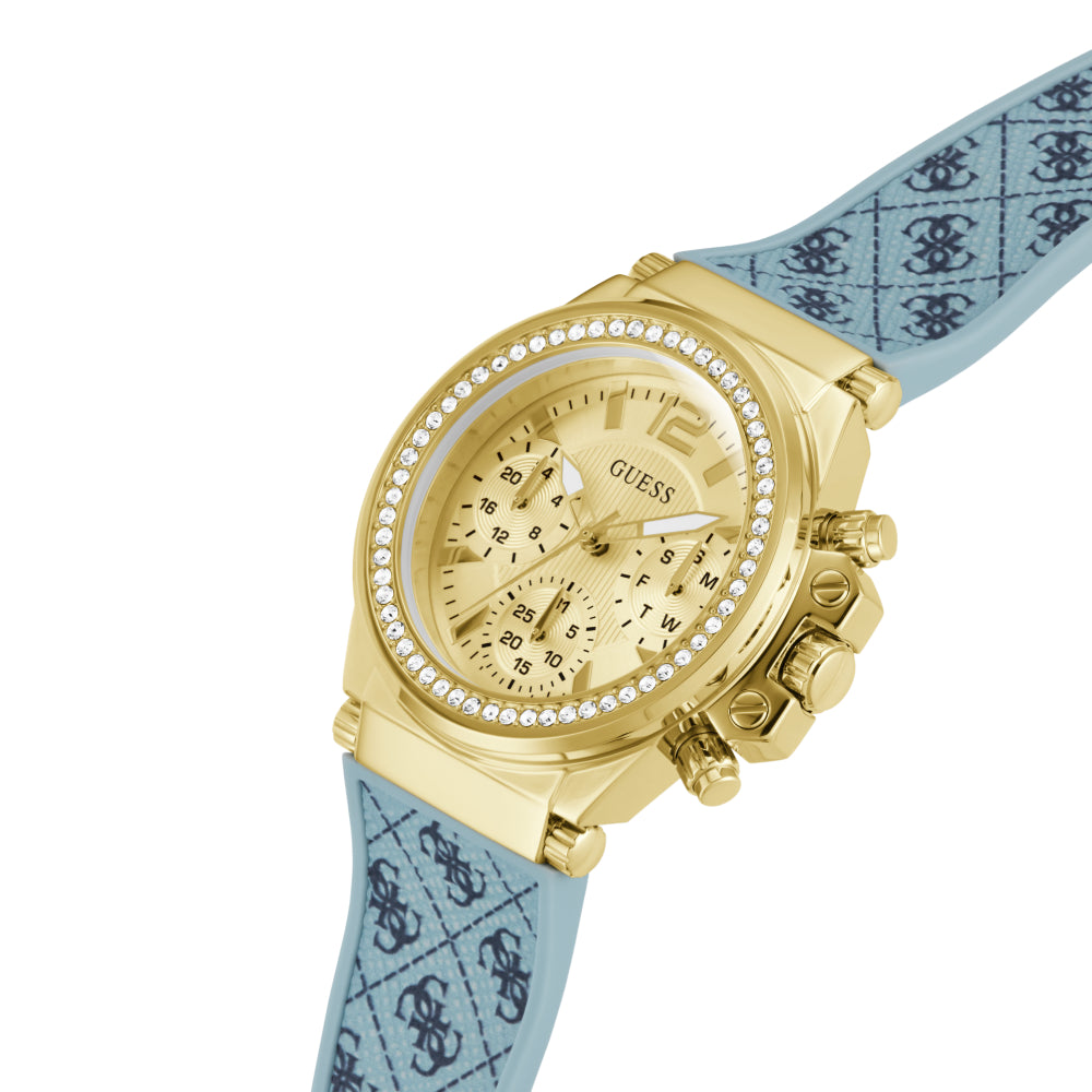 Guess Women's Quartz Watch with Gold Dial - GWC-0301