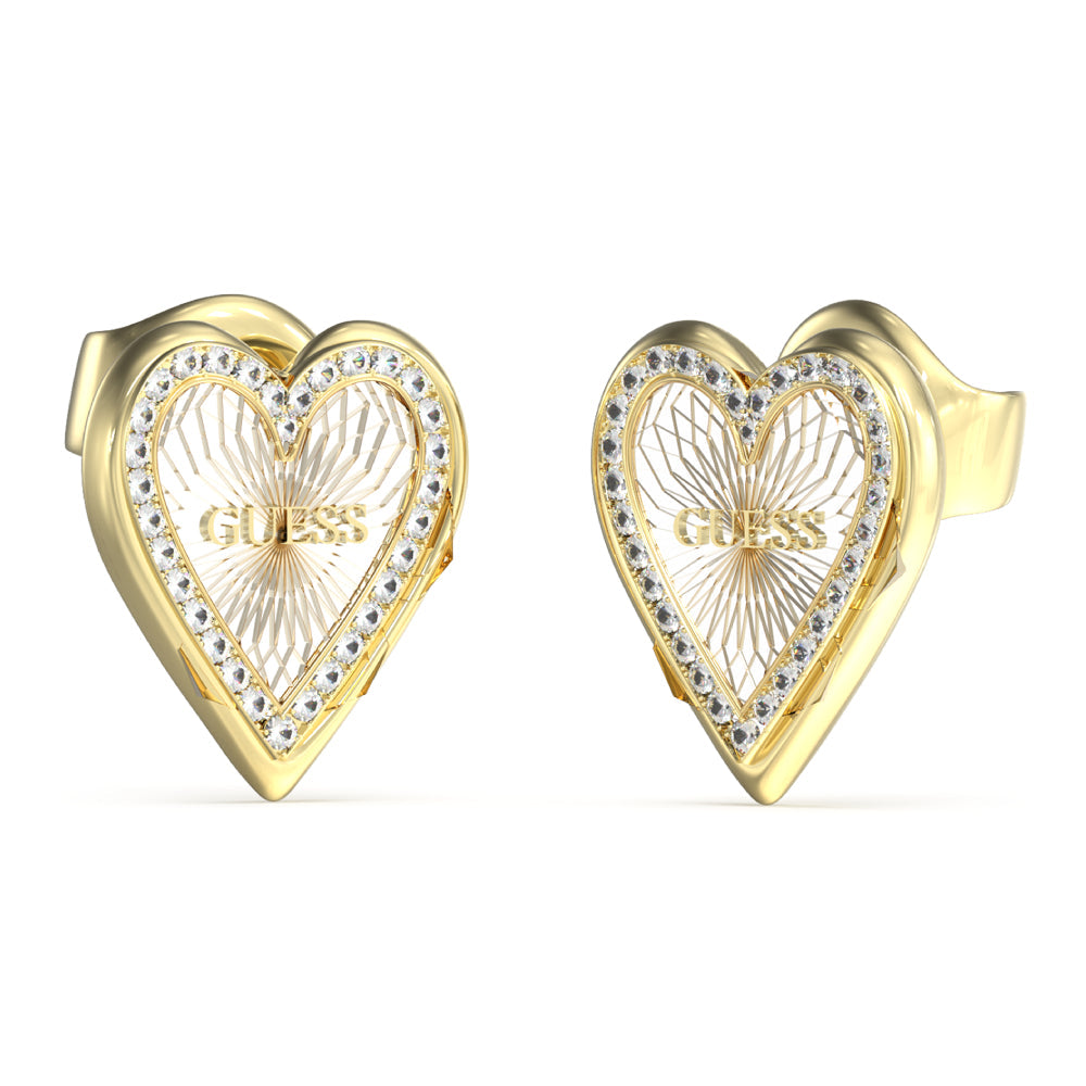 Guess Silver and Gold Earrings for Women - GWCER-0058(G)