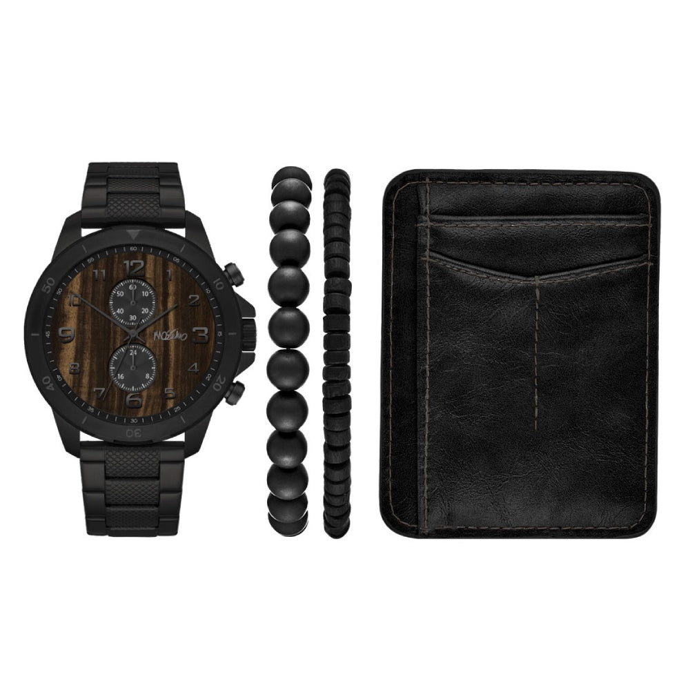Mossimo Men's Brown Dial Quartz Movement Set with Leather Bracelets and Wallet - MOSS-0001(W+BR+CRD)