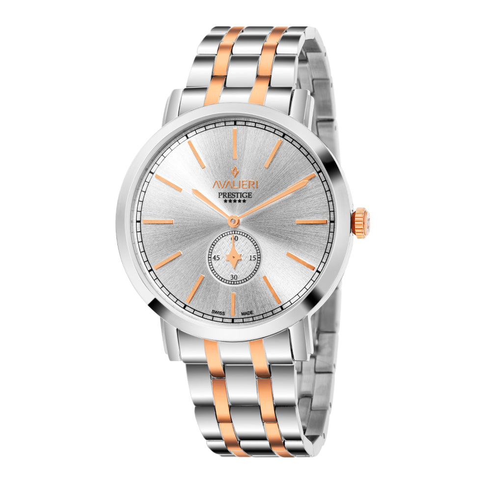 Avalieri Prestige Men's Watch, Swiss Quartz Movement, White Dial - AP-0033