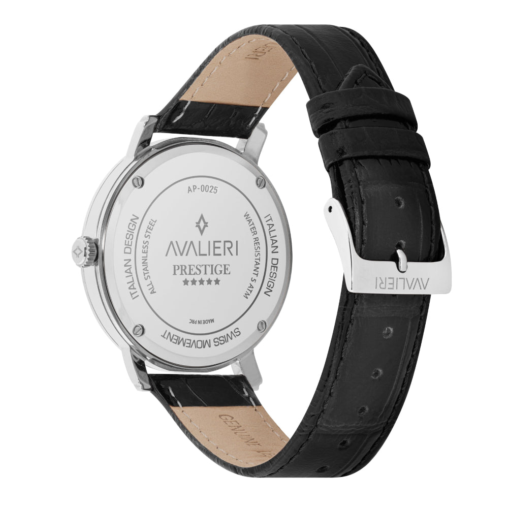 Avalieri Prestige Men's Watch, Swiss Quartz Movement, White Dial - AP-0025
