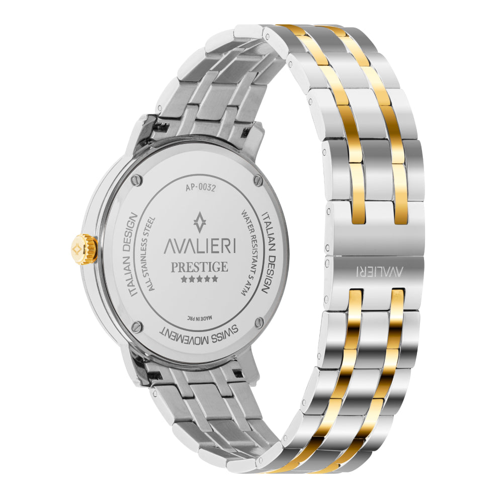 Avalieri Prestige Men's Watch, Swiss Quartz Movement, White Dial - AP-0032