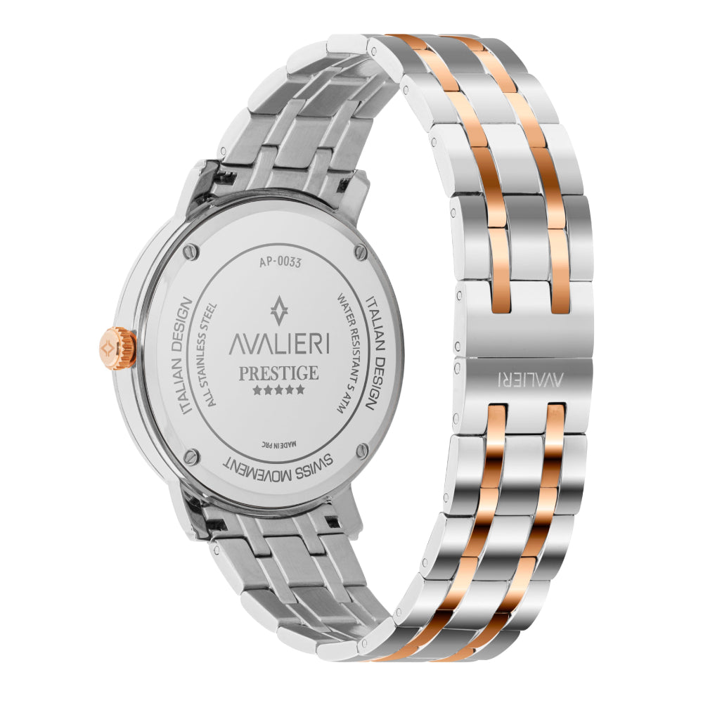 Avalieri Prestige Men's Watch, Swiss Quartz Movement, White Dial - AP-0033