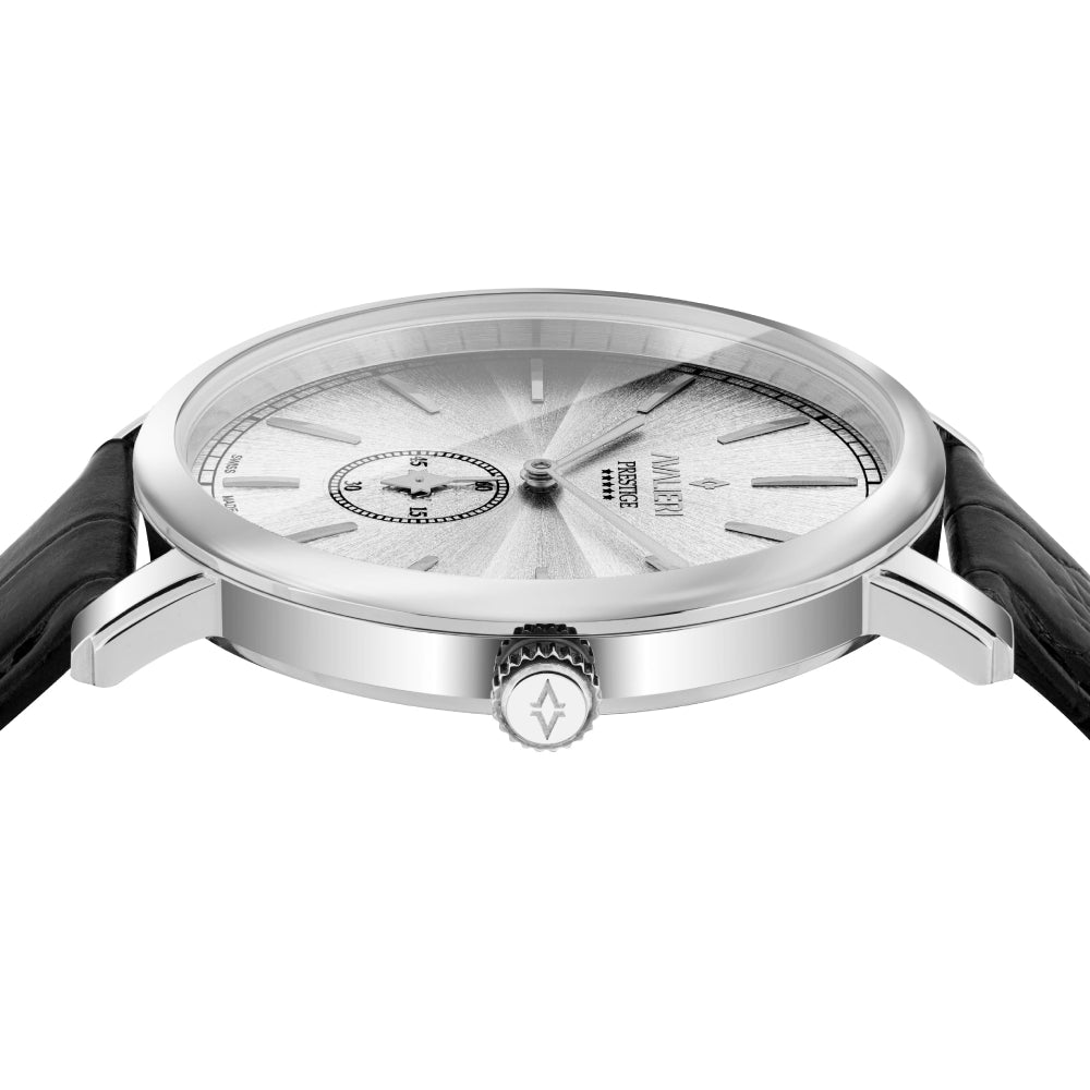 ساعة أفاليري برستيج الرجالية بحركة كوارتز السويسرية ولون مينا أبيض - AP-0025
