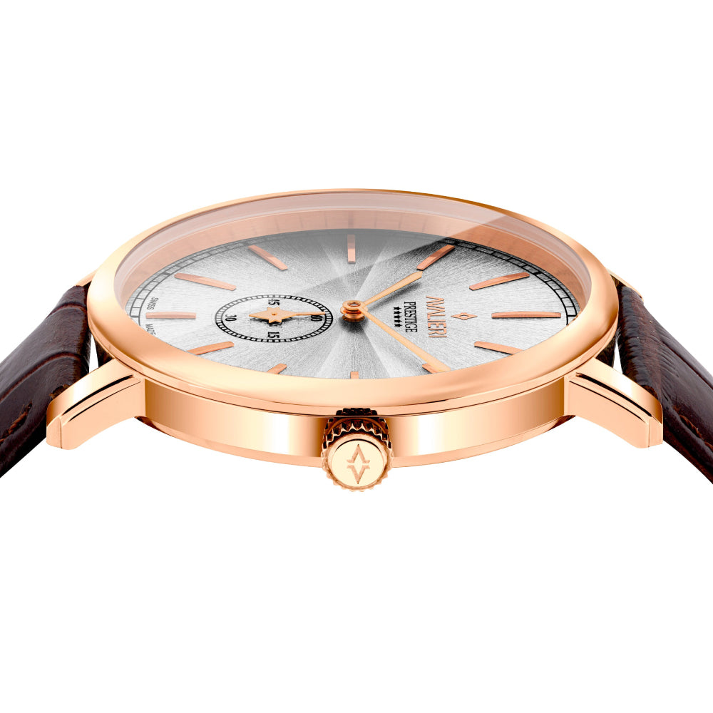 Avalieri Prestige Men's Watch, Swiss Quartz Movement, White Dial - AP-0027