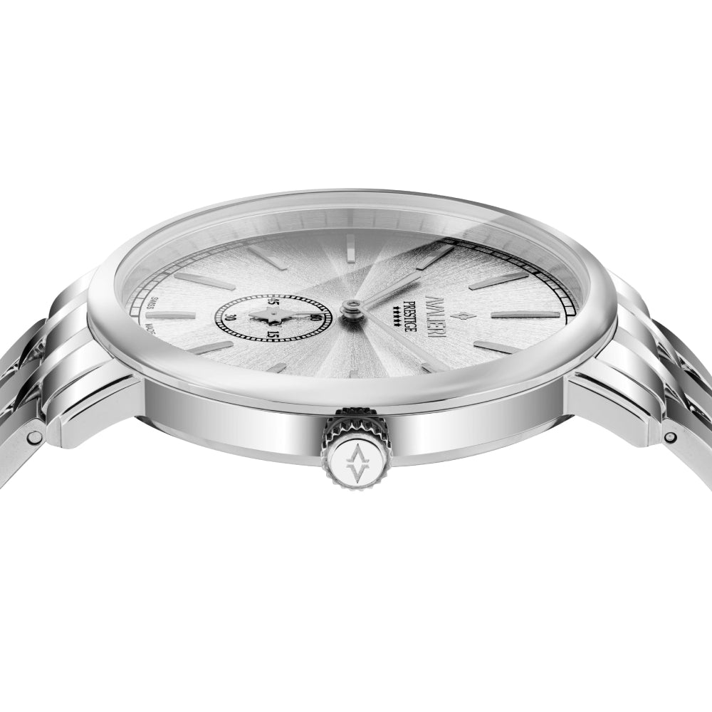 ساعة أفاليري برستيج الرجالية بحركة كوارتز السويسرية ولون مينا أبيض - AP-0030