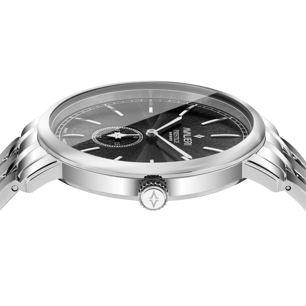 Avalieri Prestige Men's Watch, Swiss Quartz Movement, Black Dial - AP-0031