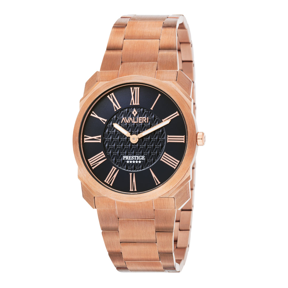 Avalieri Prestige Men's Watch Set with Swiss Quartz Movement and Blue Dial with Cufflink - AP-0049 SET (Watch + Cuff)