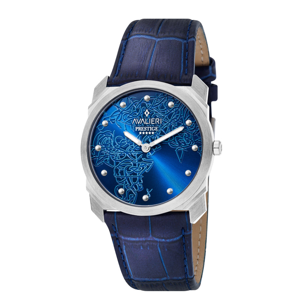 Avalieri Prestige Men's Watch, Swiss Quartz Movement, Blue Dial - AP-0065