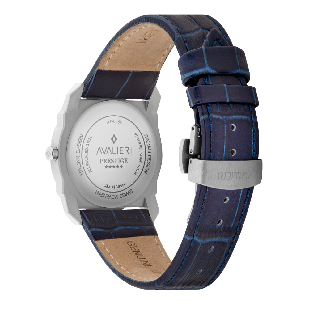 Avalieri Prestige Men's Watch, Swiss Quartz Movement, Blue Dial - AP-0065