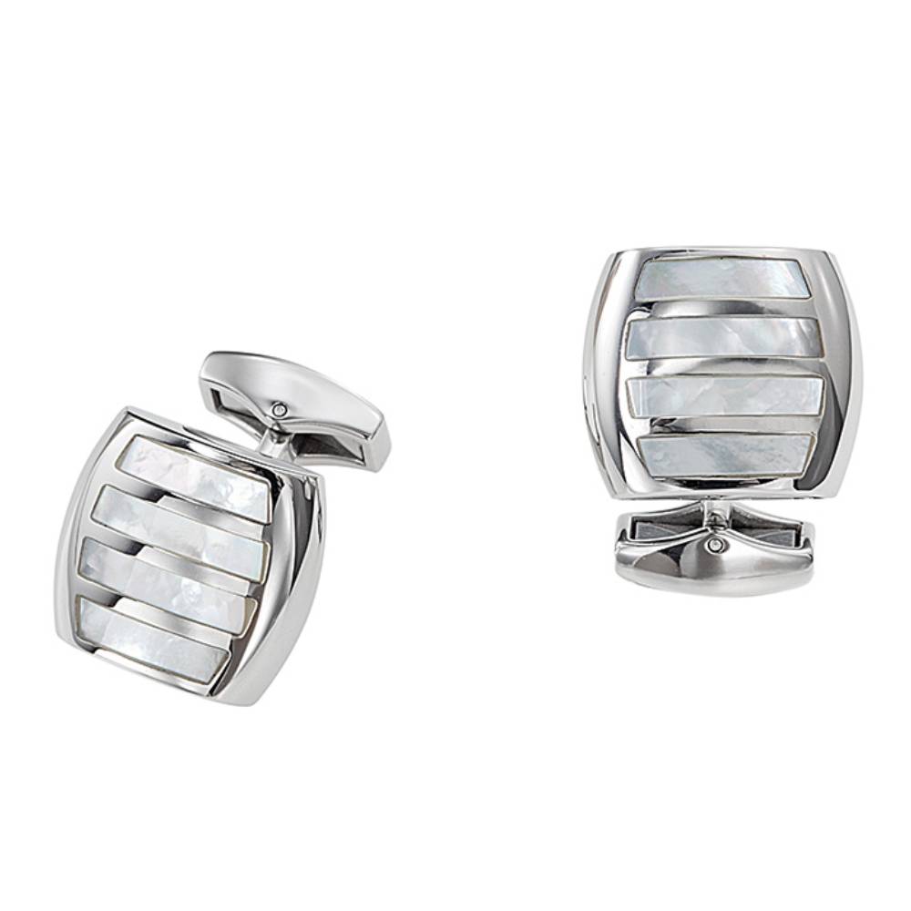 Pearly white and silver cufflinks from Murex - MURCF-0015