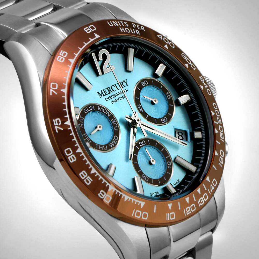 Mercury Men's chrono quartz light blue dial watch MER-0106