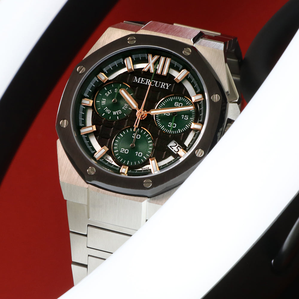 Mercury Men's Watch, Quartz Movement, Green Dial - MER-0109