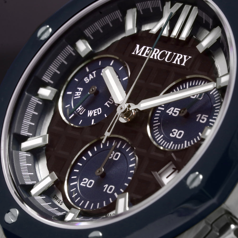 ساعة ميركوري الرجالية بحركة كوارتز ولون مينا أزرق - MER-0110