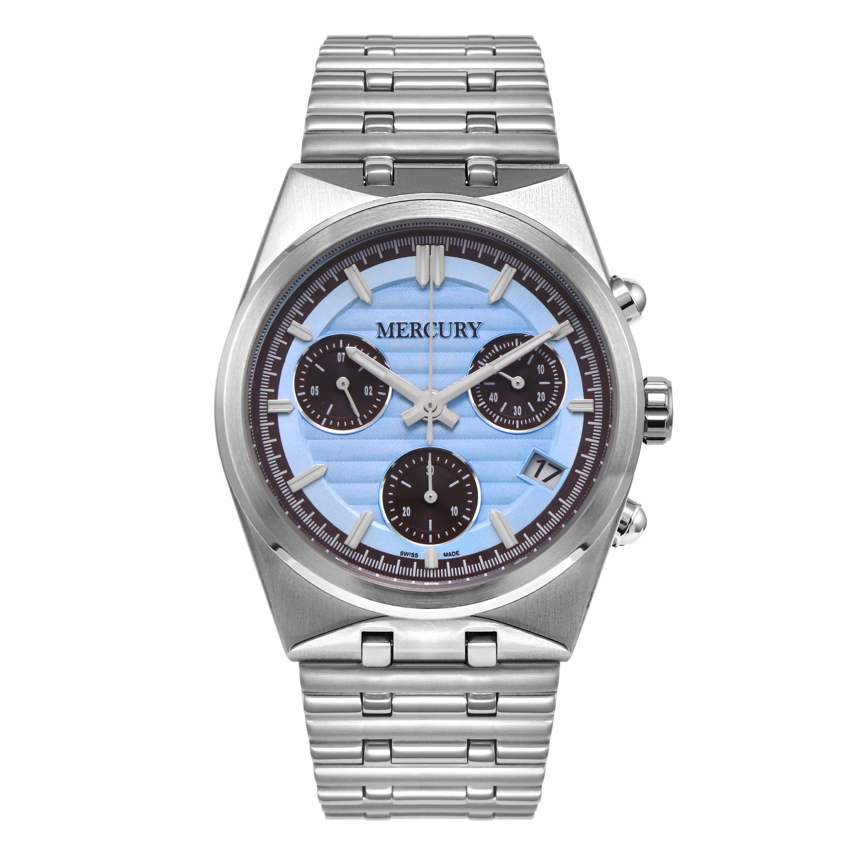 Mercury Men's Watch with Quartz Movement and Light Blue Dial – MER-0132