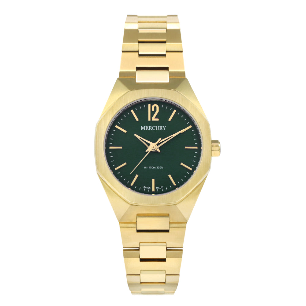 Mercury women's watch with quartz movement and green dial – MER-0140