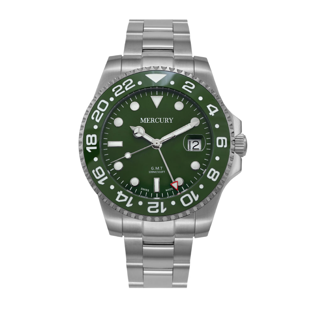 ساعة ميركوري الرجالية بحركة كوارتز ولون مينا أخضر - MER-0117