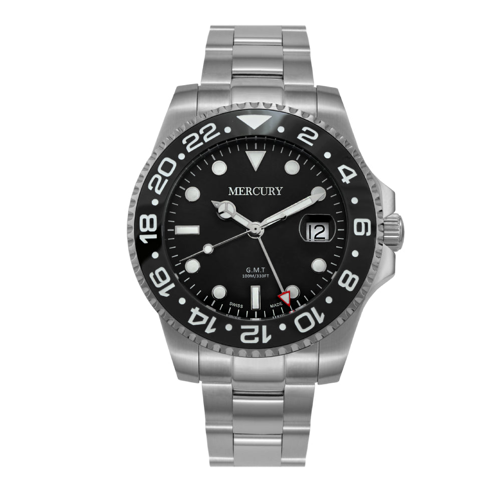 Mercury Men's Watch, Quartz Movement, Black Dial - MER-0115