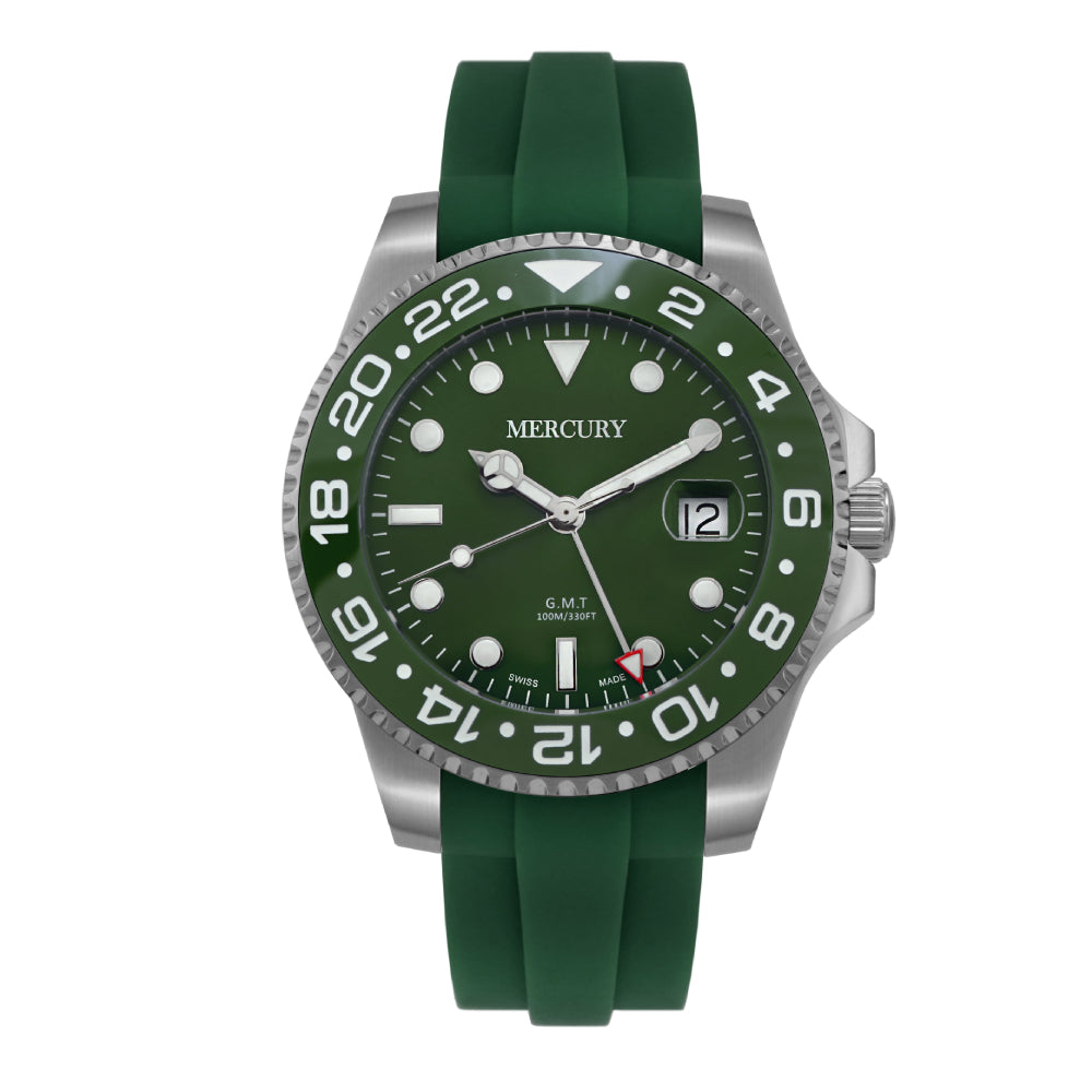 Men's watch, quartz movement, green dial - MER-0111