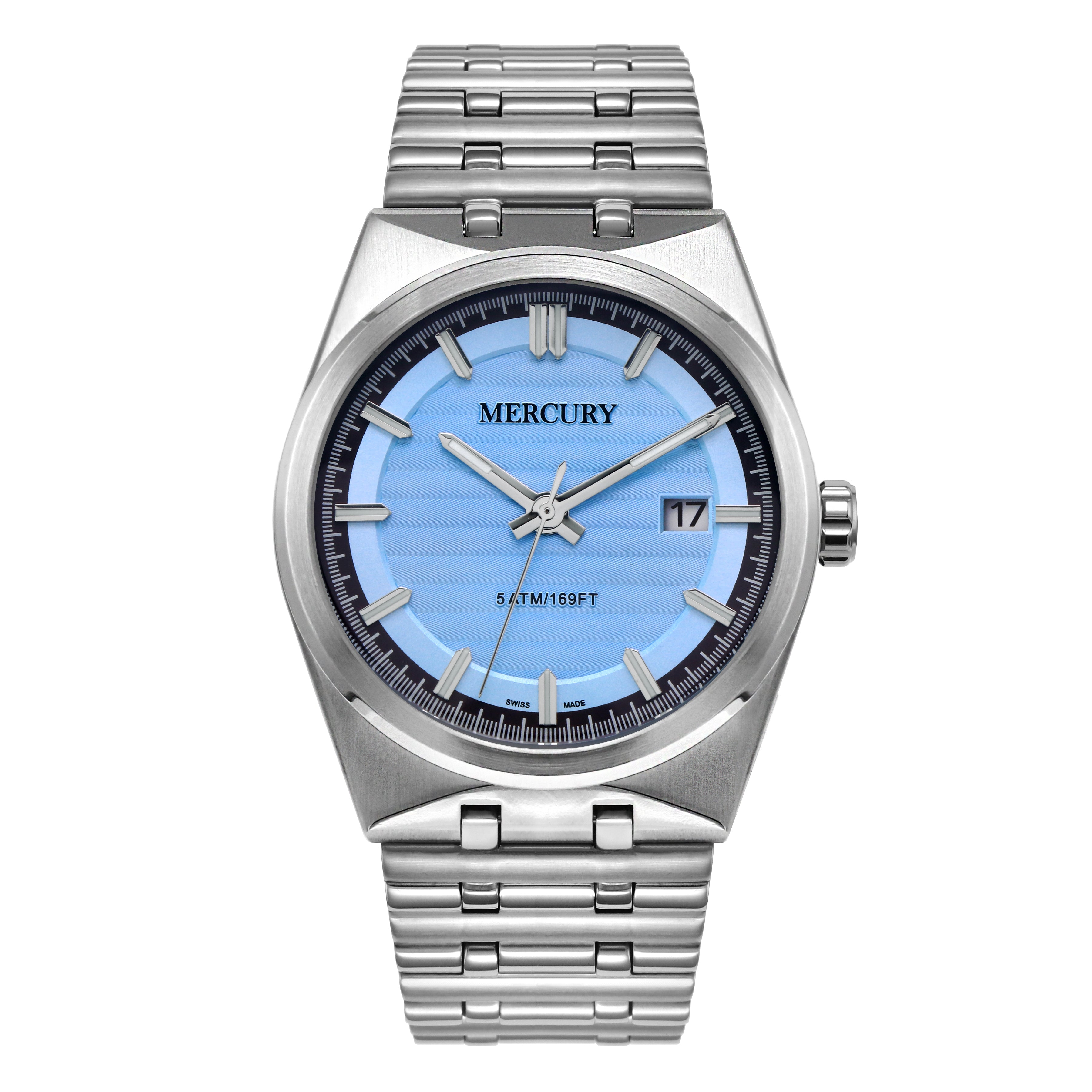 Mercury Men's Watch with Quartz Movement and Light Blue Dial – MER-0135