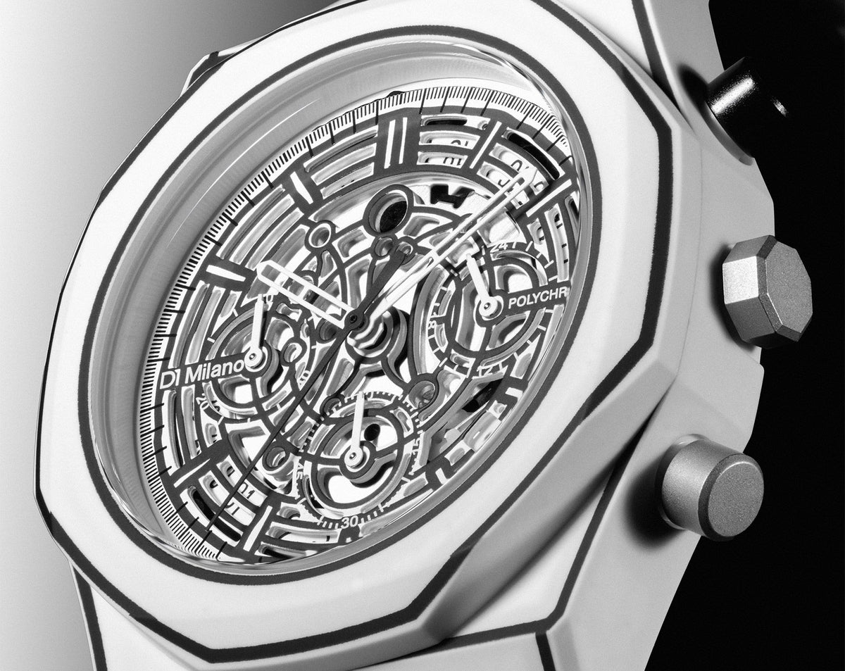 D1 Milano Men's Montre Chrono Quartz Watch with White Sketch Dial - ML-0409