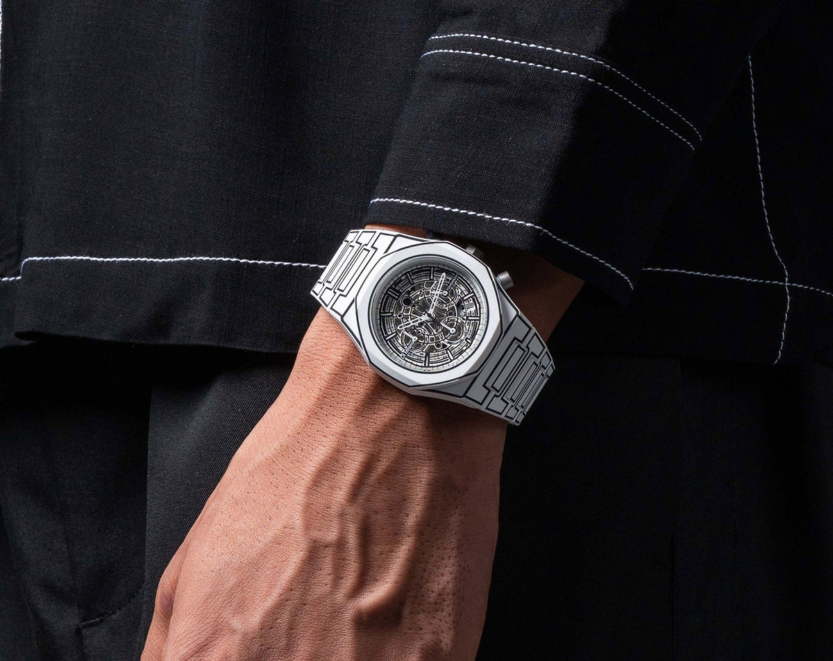 D1 Milano Men's Montre Chrono Quartz Watch with White Sketch Dial - ML-0409