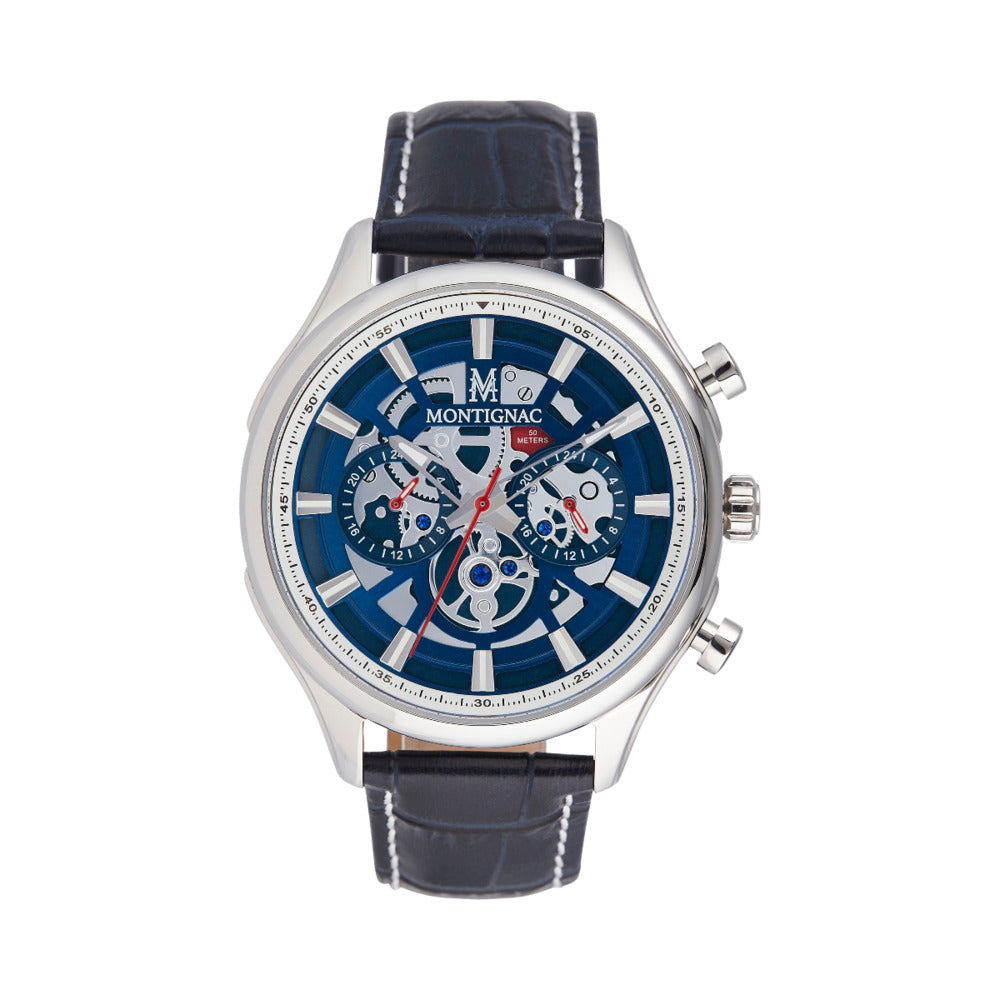 Montignac Men's Quartz Watch with Blue Dial (Exposed Case) - MNG-0007