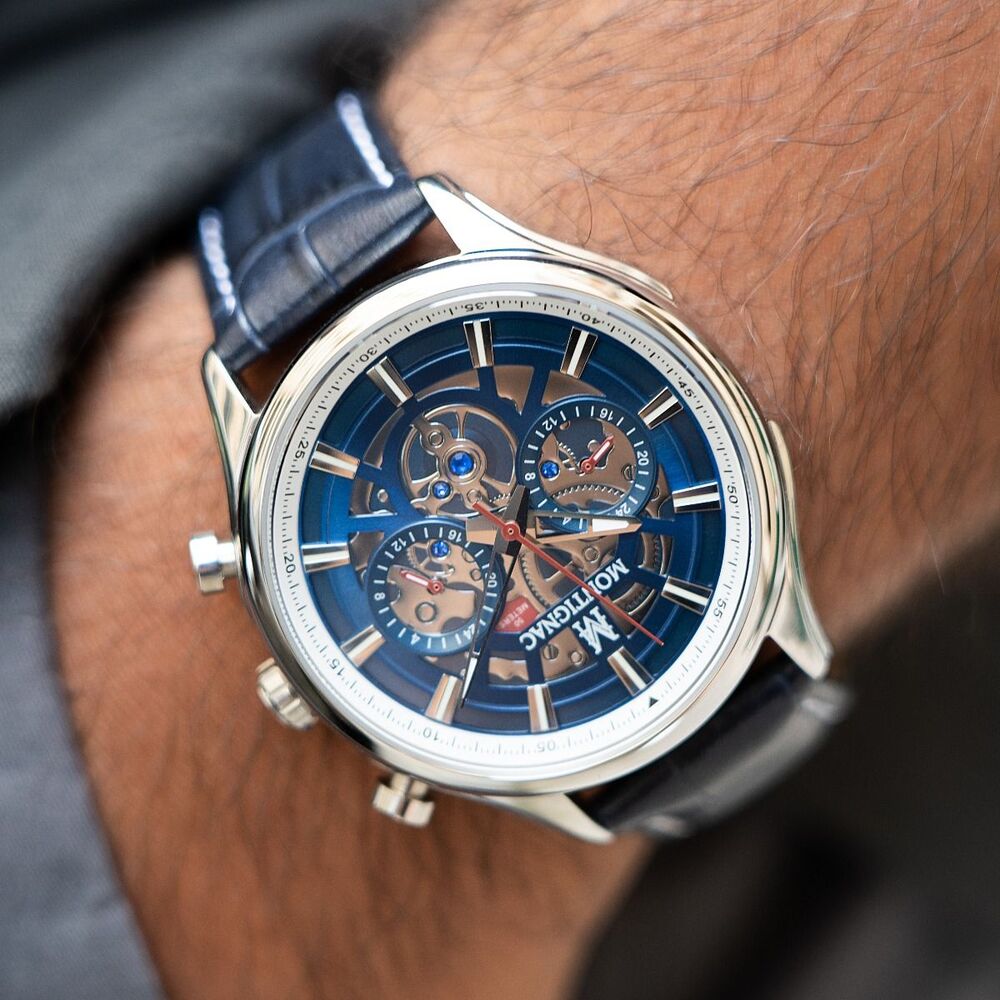 Montignac Men's Quartz Watch with Blue Dial (Exposed Case) - MNG-0007