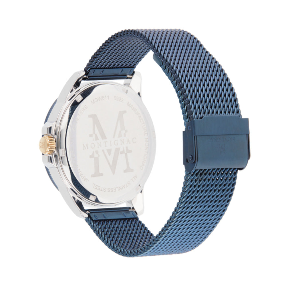 ساعة مونتنياك الرجالية بحركة كوارتز ولون مينا  أزرق (هيكل مكشوف) - MNG-0015